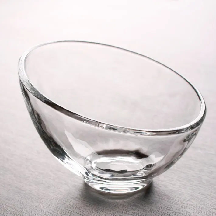 Slant Cut Glass Bowl Glass Dessert bowl Glass Terrarium glass salad bowl with print