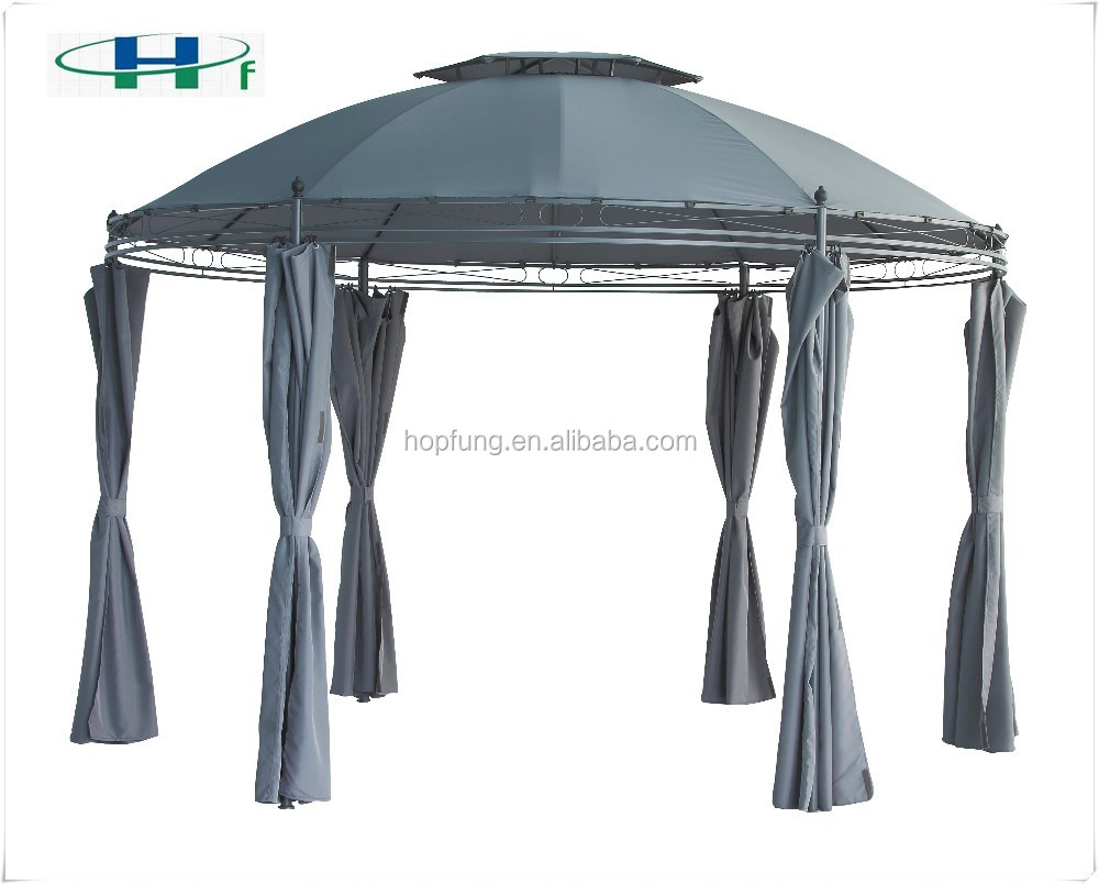 Диаметр 3,5 м, садовая круглая металлическая беседка с двойной крышей