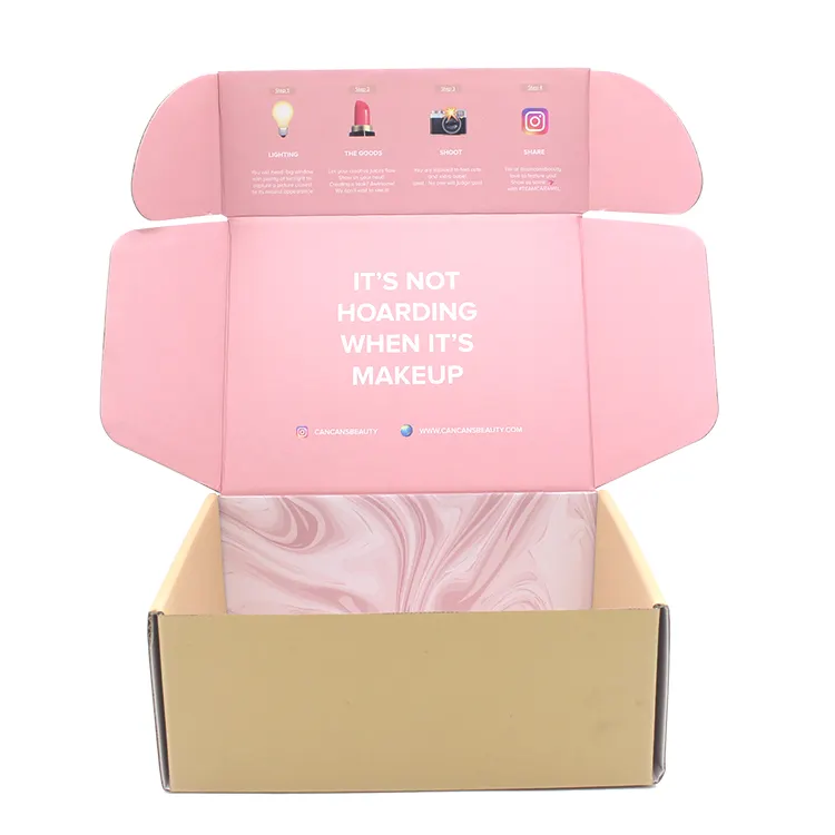 Großhandel benutzer definierte rosa Kleidung Verpackung recyceln Kraft <span class=keywords><strong>papier</strong></span> Versand kartons Geschenk Mailer Box Mit Markenlogo