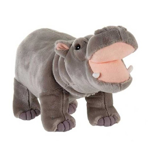 ぬいぐるみ動物のおもちゃ、口を開けたぬいぐるみカバ、大きな口灰色のぬいぐるみカバ - Product Image 1