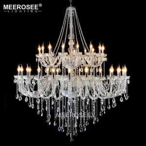 MEEROSEE Glass chandelier, Luster crystal chandelier pendant light for high-class restaurant and hotel MDS01-28+12