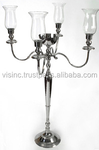 SILVER <b>Candelabra</b> With Glass Votive/<b>CANDELABRA</b> CENTER PIECE DECORATION 100 CMS on SALE - Product Image 2