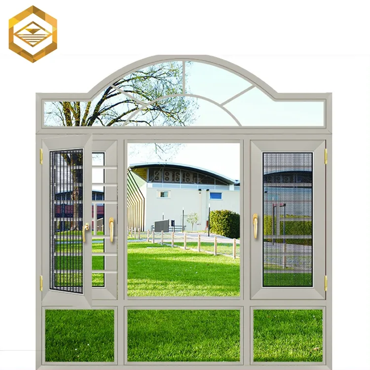 white aluminum french windows models with arch designs for sale