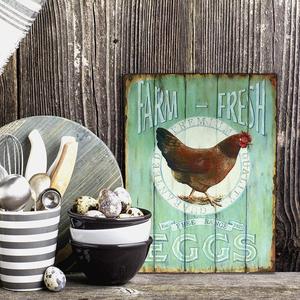 Country Home Plaque décorative en métal pour bar en étain-Farm Fresh Free Range Eggs <span class=keywords><strong>Retro</strong></span> <span class=keywords><strong>Vintage</strong></span> Painted Plaque - Product Image 3