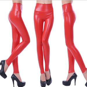 Delle signore delle donne Nero Faux Leather Leggings Slim Stretch Footless Pantaloni Pantaloni Collant - Product Image 5