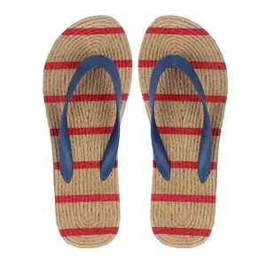 Umwelt freundliche PVC Flat Flip Flop Frauen Premium Outdoor-Anbieter Komfort rutsch feste Rohmaterial Rattan Print Strip Slipper