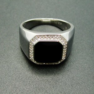 Di alta Qualità Classiche Da Uomo <span class=keywords><strong>Anelli</strong></span> In <span class=keywords><strong>Argento</strong></span> Sterling 925 Dei Monili di Modo Degli Uomini Di Fidanzamento Smalto Nero Anello - Product Image 4