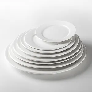 卸売ウエスタンデザインホワイト高級ホテルレストラン磁器セラミック食器セット、ケータリング磁器プレート!