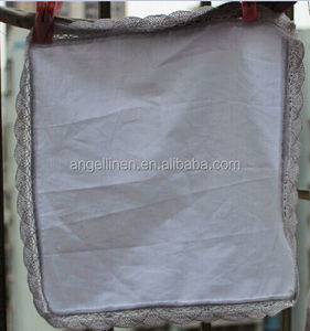 100% Cotton Lace Hem <strong>Handkerchief</strong> in White Color Can with Monogramming - Product Image 4