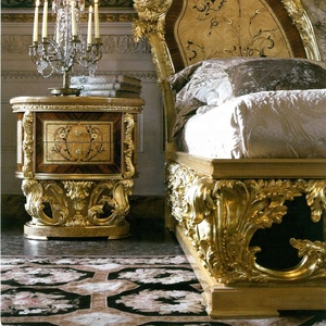Royal Gaya Barok Kayu Padat Mahal Kilau Tinggi Nama Italia Furnitur Kamar Tidur
