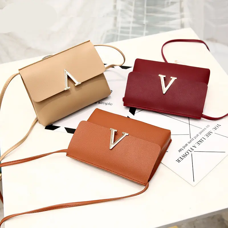V Shape Hardware Small Casual Bags Crossbody Bag Handbag For Women Shoulder Bag