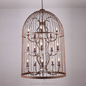 Simig aydınlatma amerikan retro yaratıcı kristal kuş kafesi demir kolye ışıkları salon için - Product Image 3