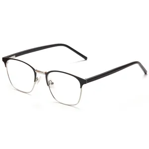 Itely Designed Fashion Optical Frames Men Women Half Rim Gold Frame Black Temple Eyeglasses