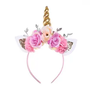 Cadeaux de fête d'anniversaire dragées paillettes licorne corne fleurs bandeau Halloween accessoires de cheveux pour adultes et enfants