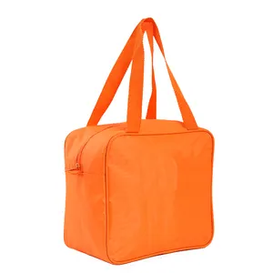 Ladies Shoulder Duffel Tote Two Tone Zipper Orange Gym Travel Bag Small Duffle Bag