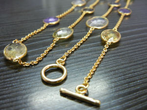 Conjunto de collares con bisel chapado en oro de varias piedras para compromiso, fiesta de boda o aniversario, Idea de regalo perfecta - Product Image 1