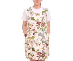 French Maid Kitchen Cooking flower print linen Artwork Apron custom aprons