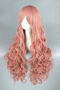Venta al por mayor 80cm largo rizado <span class=keywords><strong>Rosa</strong></span> <span class=keywords><strong>peluca</strong></span> Cosplay Vocaloid Luka <span class=keywords><strong>Peluca</strong></span> sintético Anime <span class=keywords><strong>Halloween</strong></span> fiesta Cosplay disfraz <span class=keywords><strong>peluca</strong></span> - Product Image 4