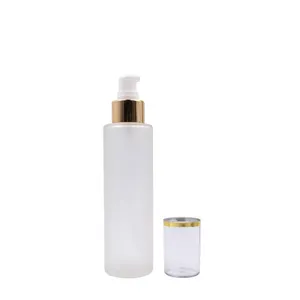 milk white frosted glass bottle 15ml 30ml 60ml 100ml 120ml 150ml sun block cosmetic bottle with gold aluminum pump