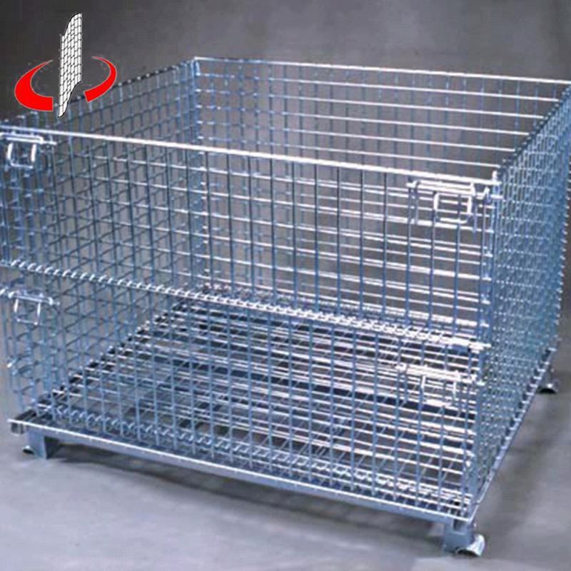 Plié En Acier Soudé Récipient En Métal Tressé De Stockage Cage