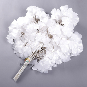 Prezzo all'ingrosso <span class=keywords><strong>Ginkgo</strong></span> Biloba decorazione tessuto di plastica foglia artificiale bianca - Product Image 2