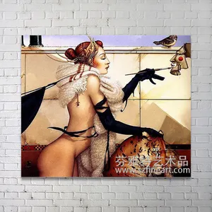 Pintura à óleo clássica retrato nude feminina na tela com vecellio, venda imperdível