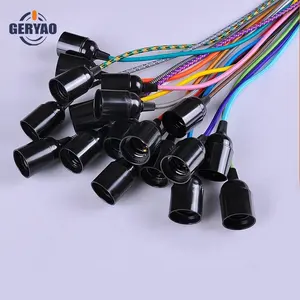 USA Canada type fabric textile cable with E26 lamp socket cotton braided wire with E26 light holder