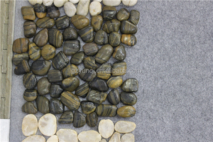 <strong>Basalt</strong> Big Yellow Natural Pebbles <strong>Cobble</strong> Stone <strong>Mat</strong> Pebble Stones on Mesh for Garden Decoration - Product Image 3