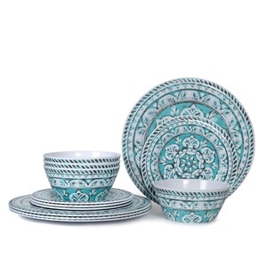Nouveau ensemble d'assiettes en mélamine vaisselle Platos De Melamina promocional <span class=keywords><strong>plat</strong></span> rond plats de dîner faits <span class=keywords><strong>maison</strong></span> 12 pièces pour la <span class=keywords><strong>maison</strong></span> - Product Image 2