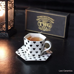 Juego de té de porcelana con diseño de amor de China, juego de té de porcelana de cerámica, taza y platillo, juego de té de la tarde con diseño de corazón, 5 uds. - Product Image 5