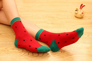 Moda primavera y otoño invierno de las mujeres espesar algodón <span class=keywords><strong>dibujos</strong></span> <span class=keywords><strong>calcetines</strong></span> de frutas - Product Image 3