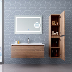 Mobile <span class=keywords><strong>Bagno</strong></span> Sospeso Antico Senza Vernice, Set Mobiletto Sottolavabo da Parete con Lavabo Integrato - Product Image 3