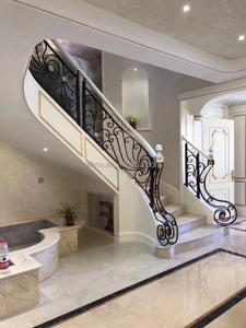 Nhà máy bán cao cấp trong nhà cầu thang thép lan can cầu thang sắt rèn lan can sắt cầu thang tay vịn - Product Image 2