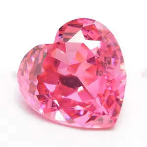 Piedras de GEMA de circonia cúbica en forma de corazón rosa