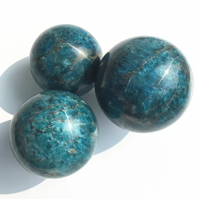 Bola reiki de cristal de pedra apatita azul natural, atacado