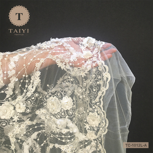 TAIYI 3D Fleur Tulle Perle Dentelle Tissu - Product Image 3