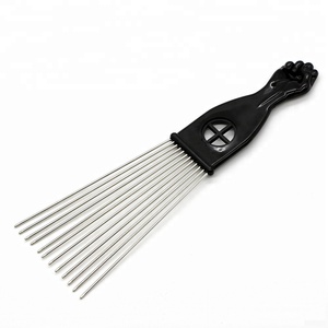 Salon de Coiffure Peigne <span class=keywords><strong>Afro</strong></span> Coiffure En Métal Épingles à Cheveux Pick Avec Poing Poignée En Plastique - Product Image 4