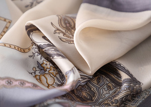 Sciarpa in Seta Sintetica Primaverile ed Estiva, Nuova Collezione Europea e Americana, Protezione Solare, Stampa a Motivo Anacardi, Lunga Sciarpa Femminile - Product Image 4