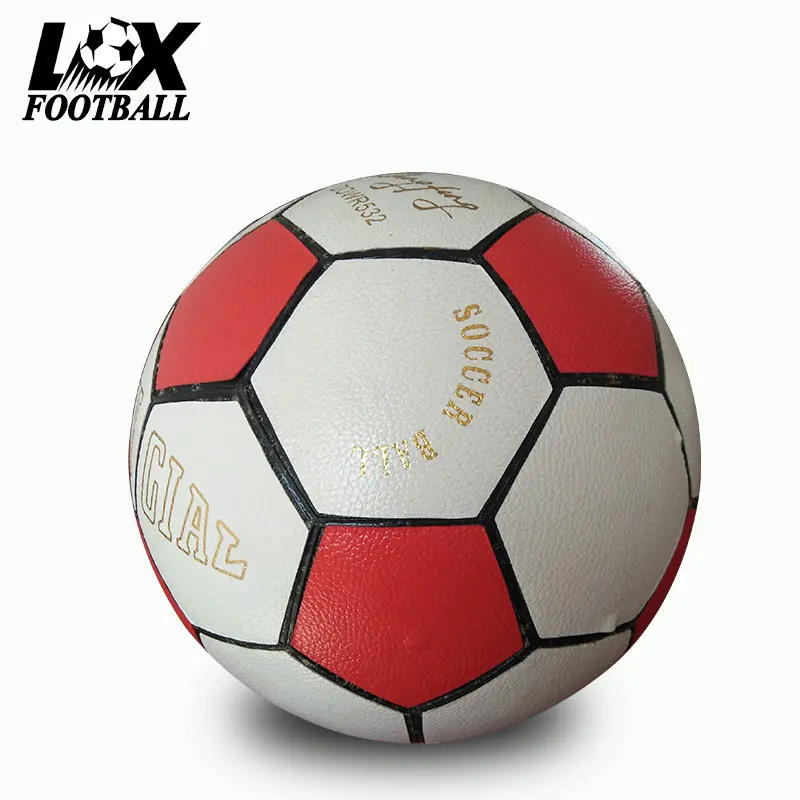 Customized logo Red and white official size 5 football ball PVC white soccer ball 5