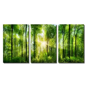 Livingroom Wall Art The light of the early morning sun at green forest hopeful group print for Bathroom Wall Art on Canvas Art