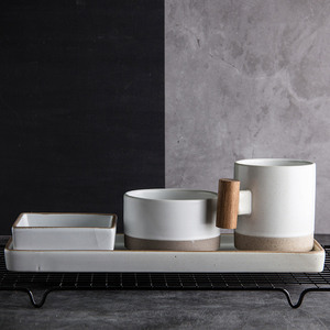 Korea Style White Simple Porcelain <strong>Dinnerware</strong> <strong>Set</strong> Includes Rice Dish Plate - Product Image 4