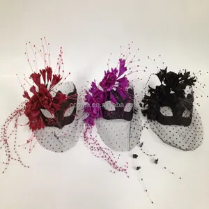 Elegante Kleurrijke Bruiloft Bloem & Sluier Venetiaanse Laser Cut Maskerade Bal Partij Bruiloft Masker