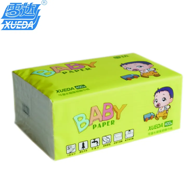 Bebê soft Pack tenacidade OME 14*18 virgem Tecido Facial Papel 3ply 400 folhas cm papel molhado com embalagem individual casa usada