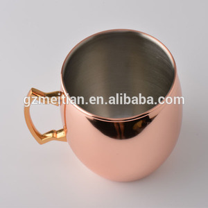 De acero inoxidable bañado Moscow Mule taza con manija color dorado - Product Image 6