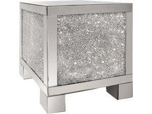 Modern <strong>Crushed</strong> <strong>Diamond</strong> Mirrored Side/End Table for Living Room Home <strong>Furniture</strong> - Product Image 2
