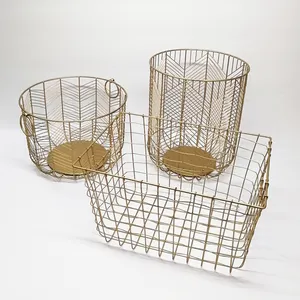 Prettyia Metal Wire Organizer Storage Baskets, Nordic Style Laundry Hamper Open Weave Basket Daily Mess Storage Iron Huangtu