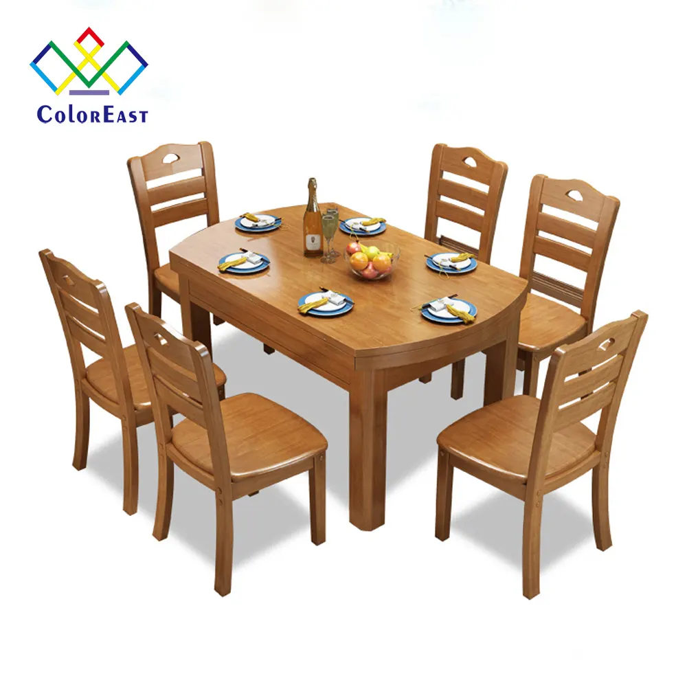 Sehr Heißer Verkauf in Markt 1 Tisch mit 6 Stühle Reinem Holz Esstisch CEDT006 für Haus und Restaurant