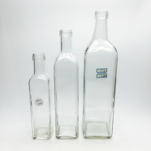 <span class=keywords><strong>Bottiglia</strong></span> Vuota Quadrata in <span class=keywords><strong>Vetro</strong></span> Trasparente per Olio d'Oliva e Aceto da 100ml a 1000ml con Coperchio - Product Image 4