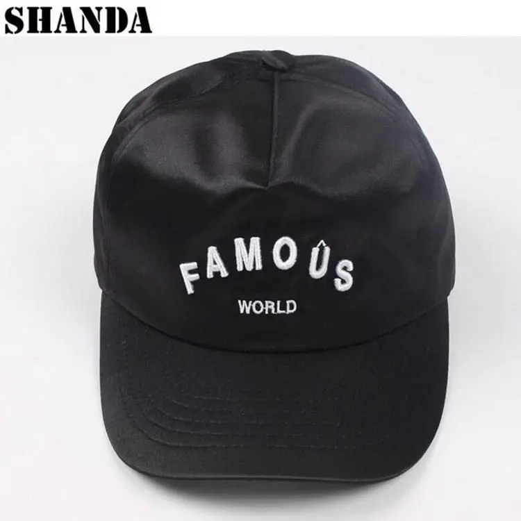 Sombrero snapback de 5 paneles bordado 3d personalizado de nylon satinado a la moda