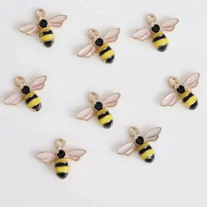 100 Stück niedlichen Metall Emaille Tier Honigbiene Charme für die Schmuck herstellung
